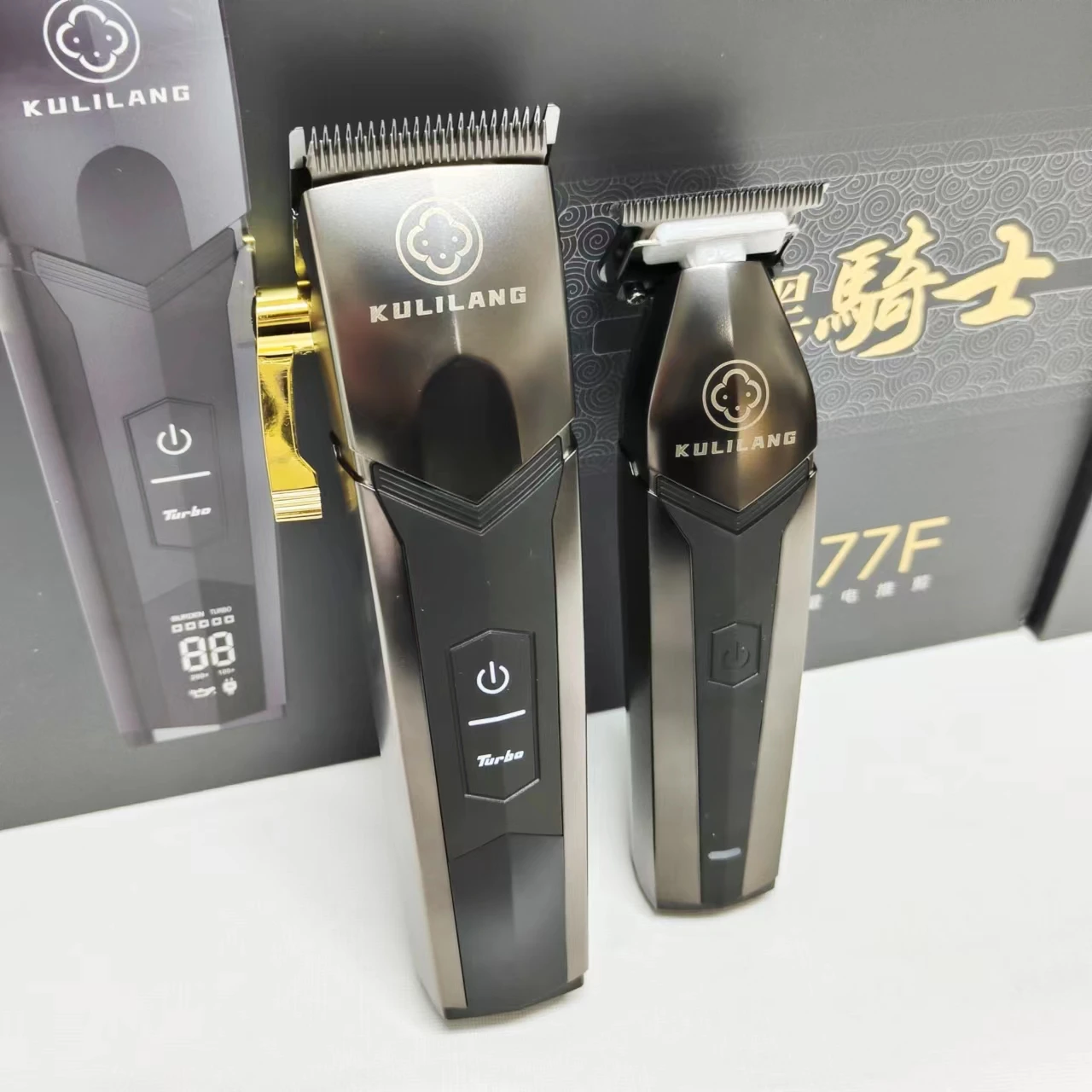 

KULILANG Oil Head Professional Hair Clipper FADE Titanium Plated Blade Salon Contour Trimmer Barbershop Push White Shaver