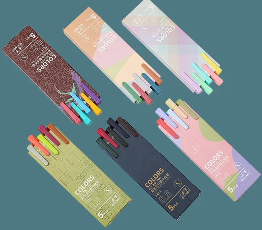 

5Pcs/Box Color Gel Pen 0.5MM Refill Multicolor Hand Account Pen Quick-drying Office Student Writing Signing Stationery Supplies