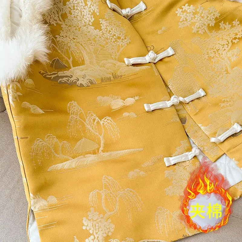 Новинка жилет из меха кролика в китайском стиле Женская Высококачественная