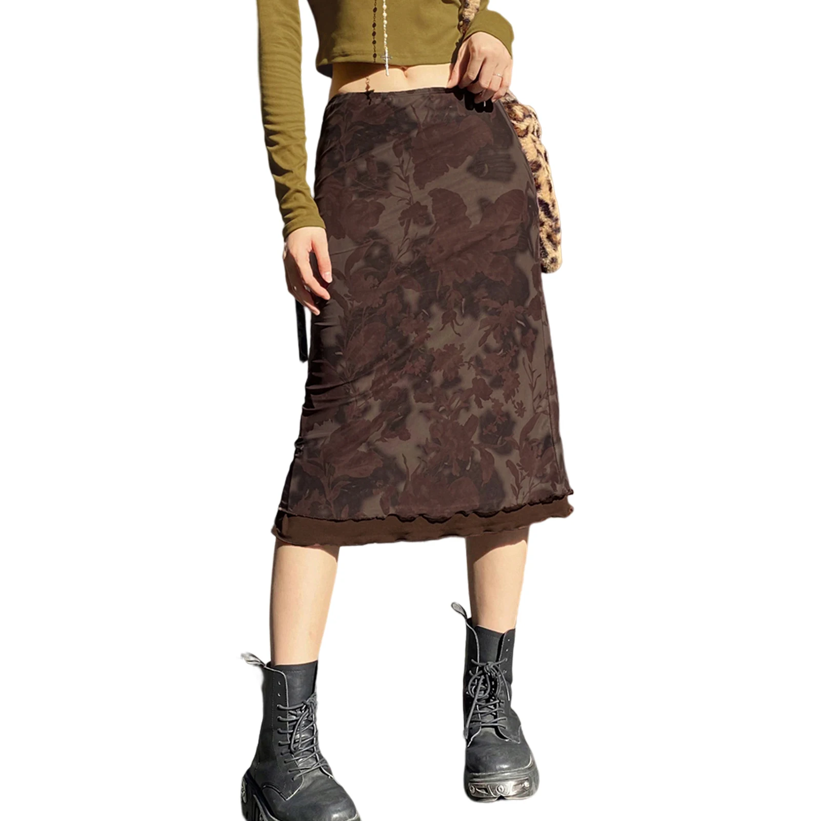 

Floral Printed Short Bodycon Skirt Slim Fit Women Summer Trendy Skirt Y2K Style High Waist Stringy Selvedge Streetwear Suit