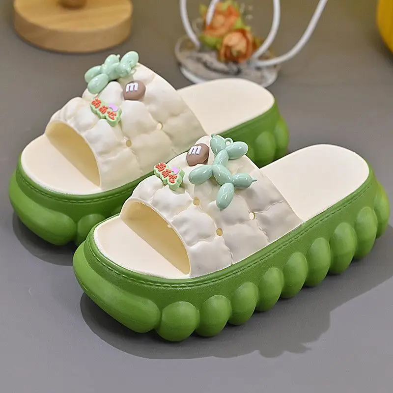 green puppy high platform slipper women's shoes 2023 slide sandals trends pink slippers woman indoor house shoes dog slippers