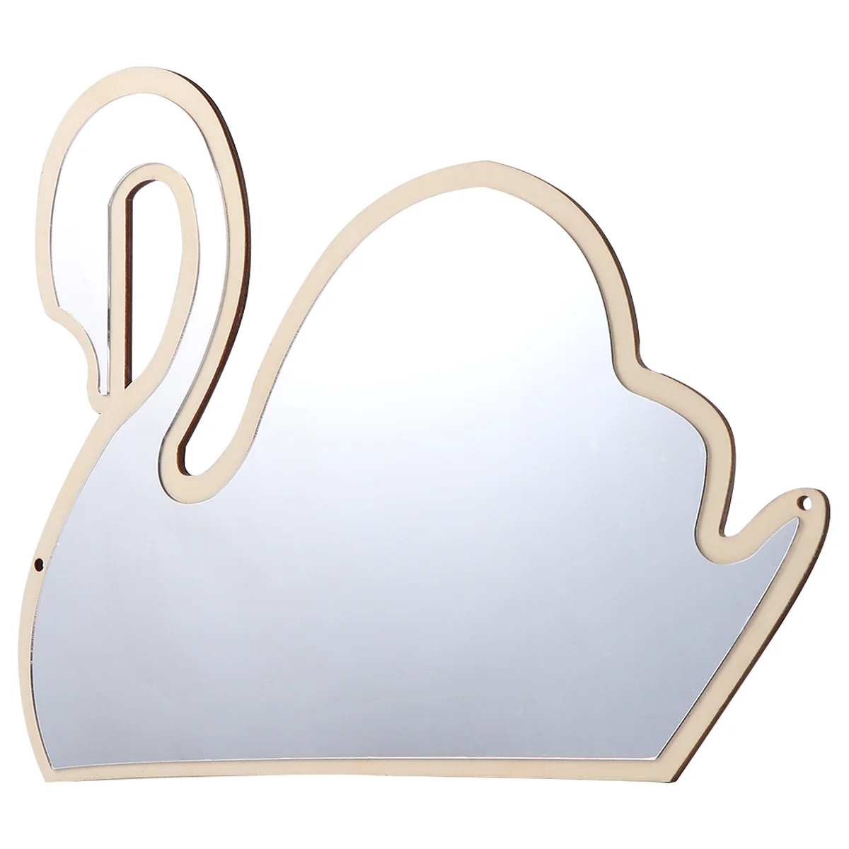 

Decorative Safe Mirror Swan Shape Wooden Mirror Decoration for Baby Nursery Kids Room Decor (Khaki)