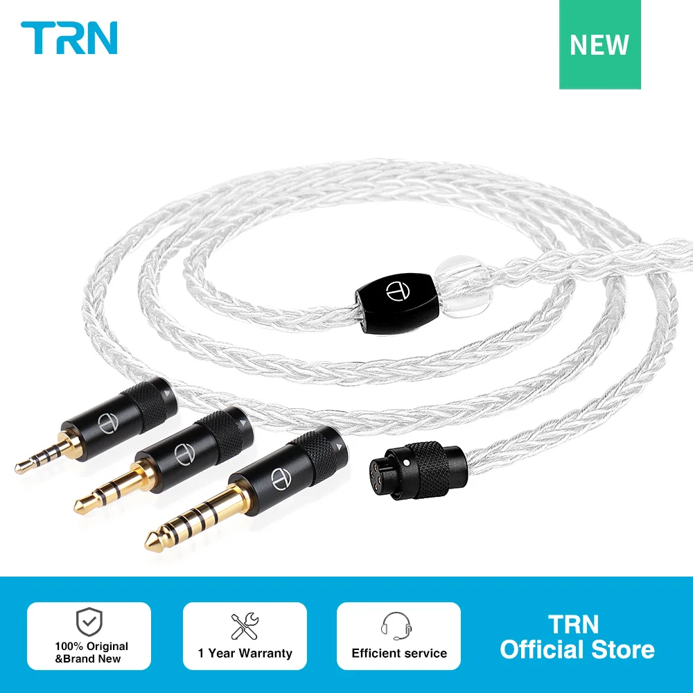 TRN TN Wired Earphones Cord 8 Core High-Purity Oxygen Copper + Silve Replaceable Aduio Plug Design HIFI Upgrade Cable Connector