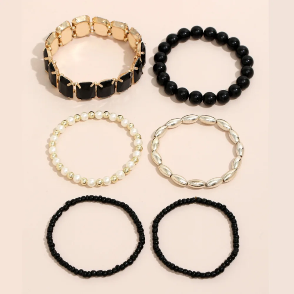 Jewelry Diamond-studded acrylic bracelet 6-piece bracelet simple CCB rice bead bracelet multicolor enlarge