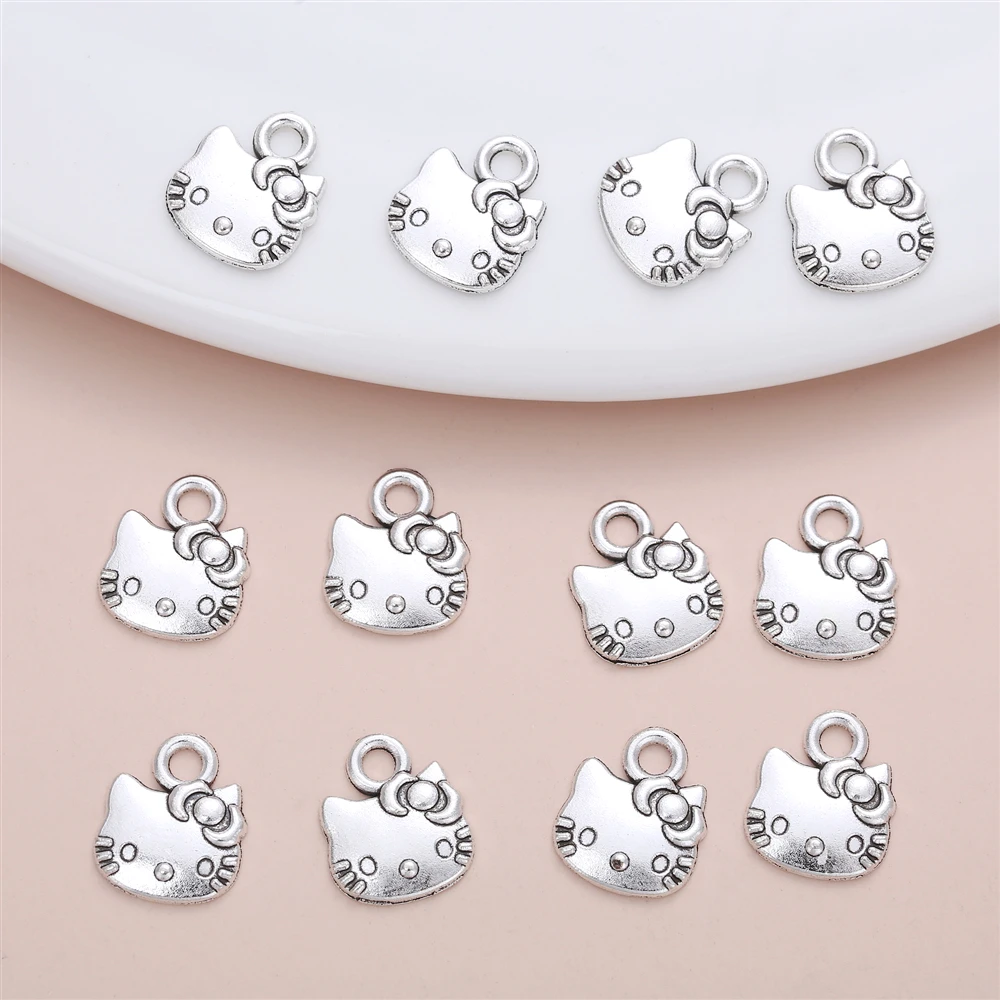 

100Pcs/Set Sale Girly Cute Designer Charms Cat Dangles for Women's DIY Jewelry Making Supplies Pendant Necklace Earring