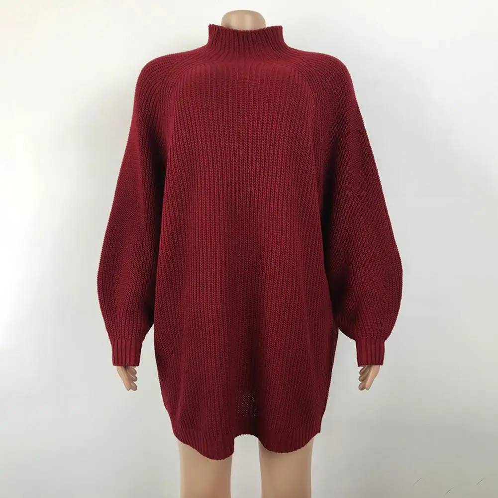 

Elegant Look Sweater Dress Stylish Warm Women's Sweater Dress Loose Fit High Collar Long-sleeved Pullover for Autumn Winter Warm
