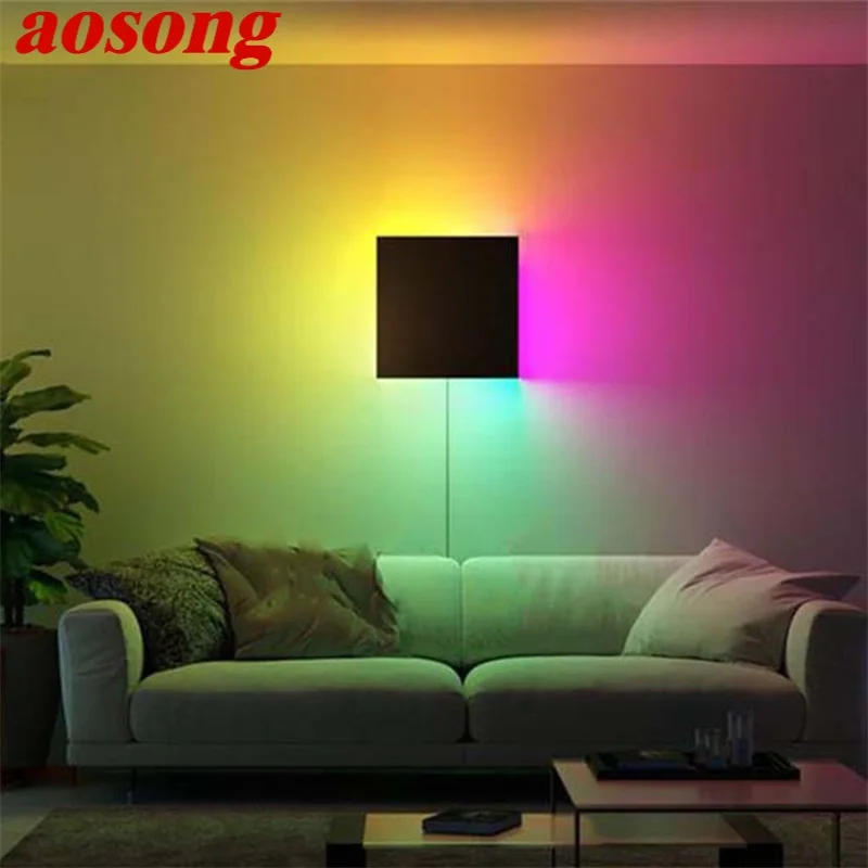 

AOSONG Modern Wall Lamps LED Creative RGB Colorful Living Room Bedroom Hotel Decorative Lighting