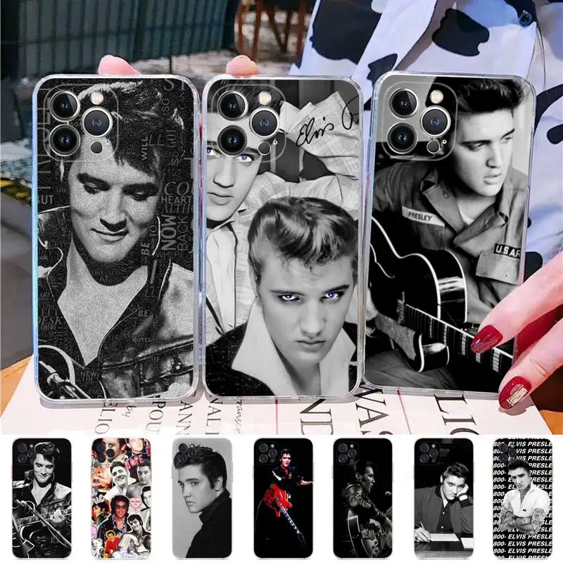 

TOPLBPCS Elvis Presley Phone Case For iPhone 13 14 Pro Max XS XR 12 11 Pro 13 Mini 6 7 8 Plus Clear Back Cover Capa
