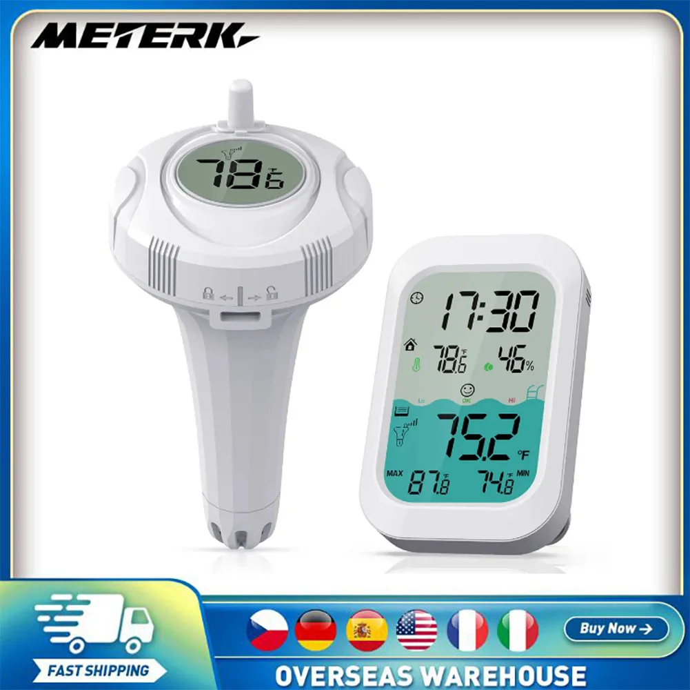 

500ft Wireless Pool Thermometer Waterproof Swimming Pool Temperature Measuring Meter for Aquariums Bath Water Spas