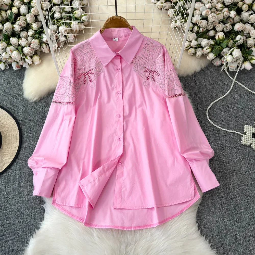 Базовые повседневные однобортные свободные топы с длинными рукавами и