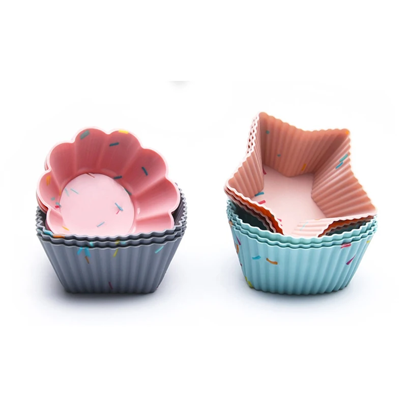

12 Pcs Cupcake Mold Muffin Cup Silicone Baking Pans Kitchen Cooking Bakeware
