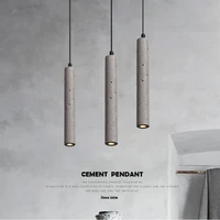 led modern cement long tube hanging lamps 5w ac85 265v terrazzo chandelie for dinning room bar cafe shop bedside pendant lights