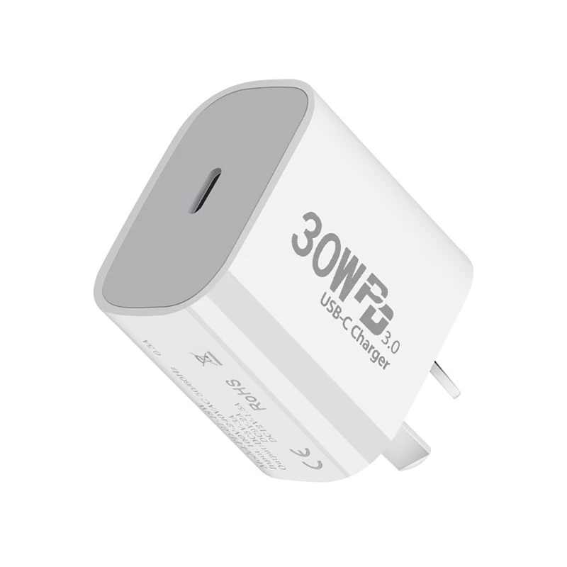 Полностью мощное зарядное устройство USB C мощностью 30 Вт с несколькими системами