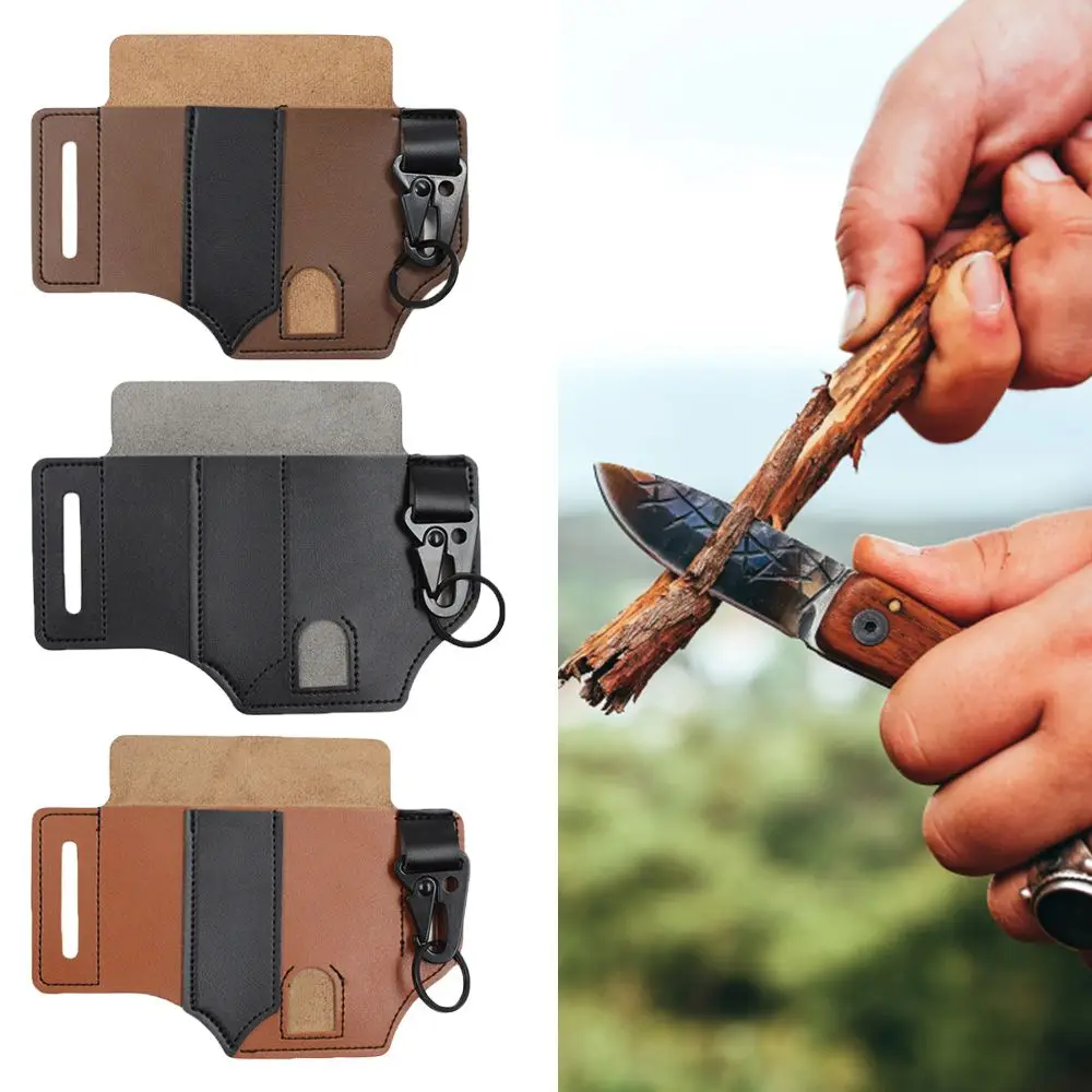 

Pocket Hunt Leather Sheath Holder Outdoor Equipment Flashlight Case Fold Knife Tool Camp Outdoor Carry Belt Loop Case