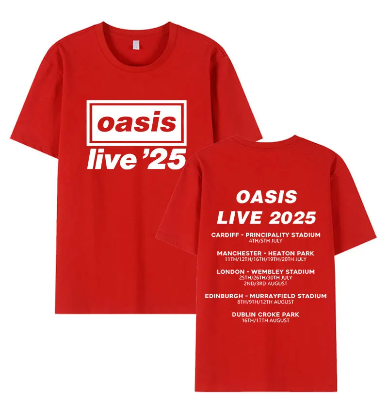 Футболка British Band O-Oasis Live 25 Tour 2025 мужская модная хлопковая футболка с коротким