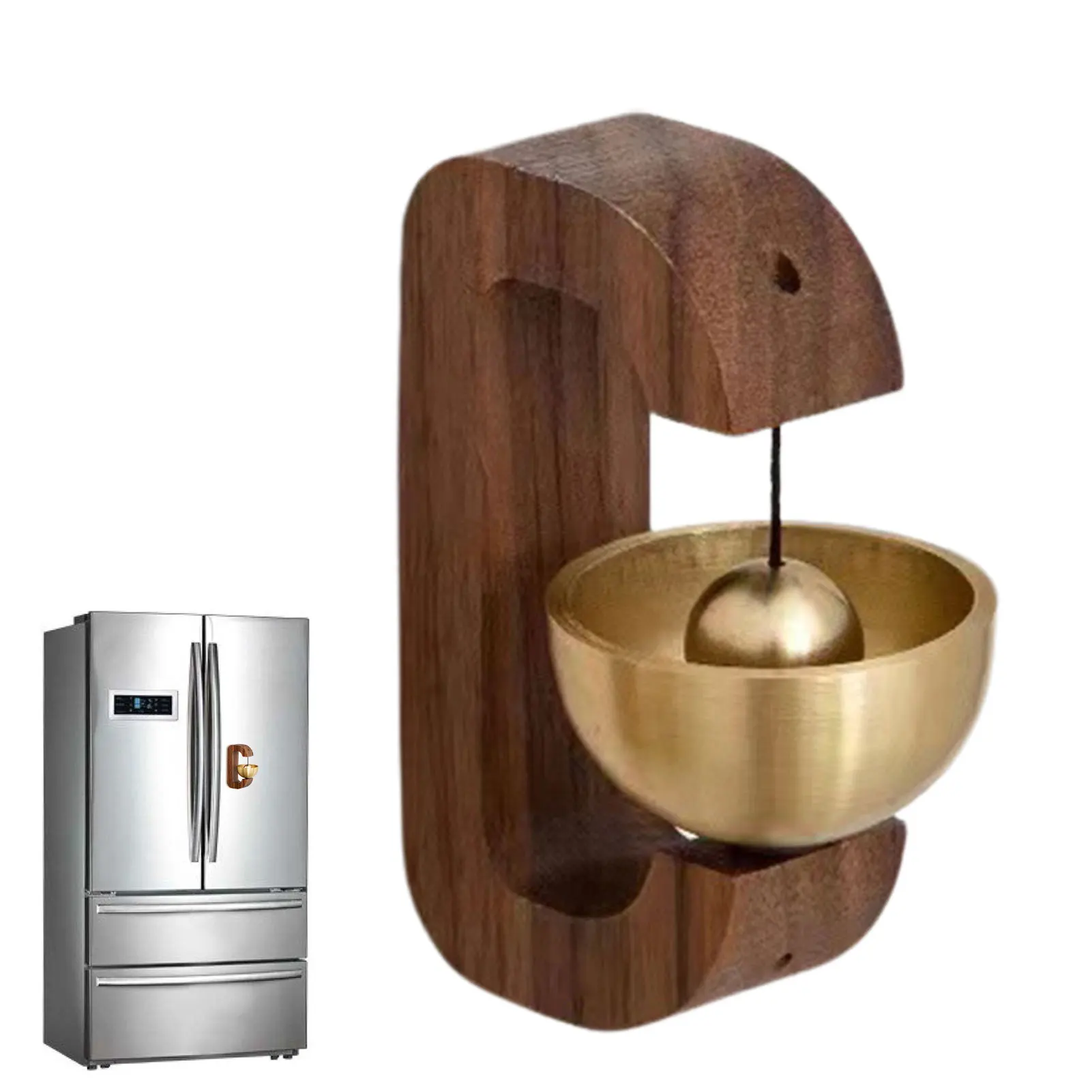 

Walnut Doorbell Shopkeepers Bell for Barn Door Opening Magnetic Attached Doorbell Chime for Business Home Decoration 7.5x5x2cm