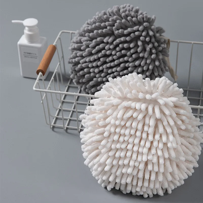 

Best Selling Hanging Chenille Hand Ball Absorbent Quick-Drying Thick Light Luxury Hand Towel Kitchen Bathroom Adult Baby Univers