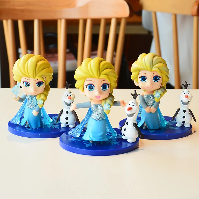 

Disney Frozen Elsa Olaf Q Posket Figure PVC Action Cartoon Cute Doll Princess Model Kawaii Desktop Ornament Toy Gift