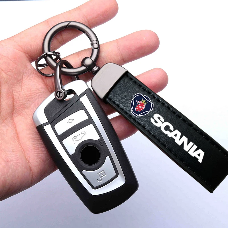 New Genuine Leather Car Styling Emblem Keychain Key Chain Rings For Scania K250 K280 K310 K320 K490 SERIE G P S Serie Auto Parts