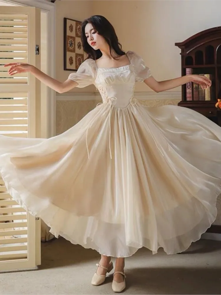 Женское летнее платье принцессы винтажное Бандажное с коротким