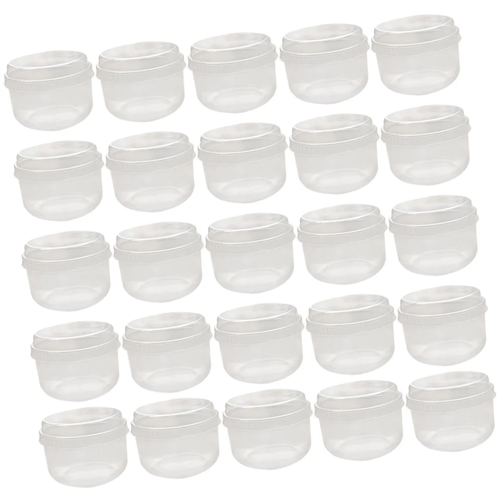 

50 Sets Chubby Pudding Cups Disposable Food Containers Plastic Clear Lids Tumbler