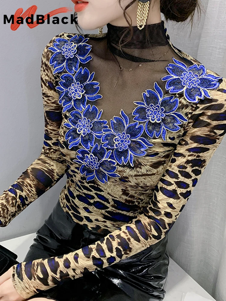 

Женская блузка с длинным рукавом и цветочной вышивкой, T21408X