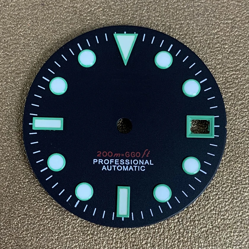S Black-faced Watch Dial Accessories Modified with 28.5mm Green Luminous for The NH35 NH36 Movement Watch Accessories