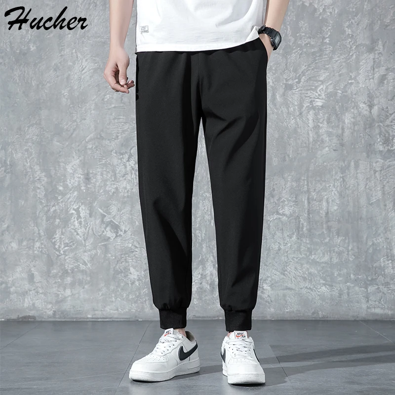 

Huncher Mens Quick Dry Joggers Men Thin 2022 Summer Light Weight Plain Japanese Streetwear Trousers Casual Black Pants for Men