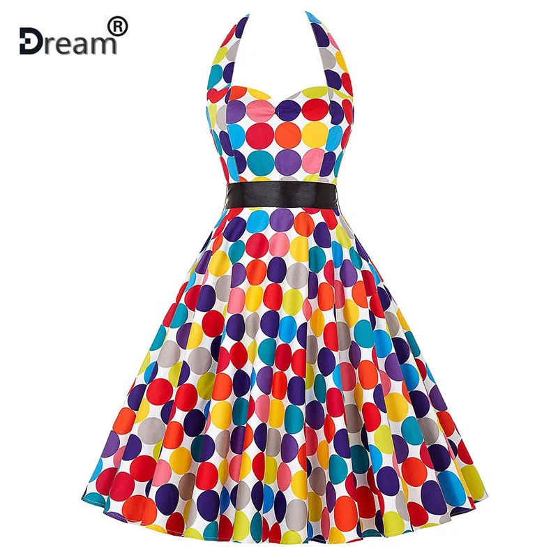 Женское винтажное платье в горошек черное белый горох с пышной юбкой качели