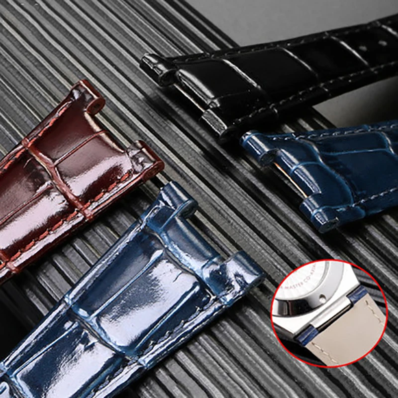 Genuine Leather Watchband For Omega Constellation 131.33 Series Strap 131.13 Blue Notch 25x13mm 25x14mm Business Watch Bracelet