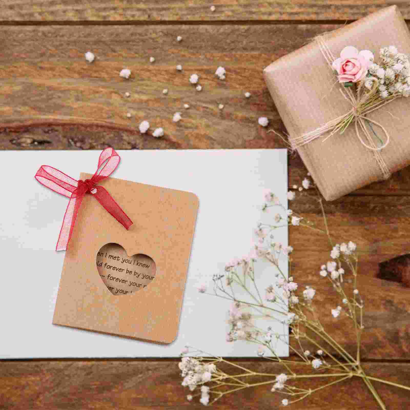 50 шт. бирка подарочная крафт-бумага с красной веревкой полые этикетки в форме