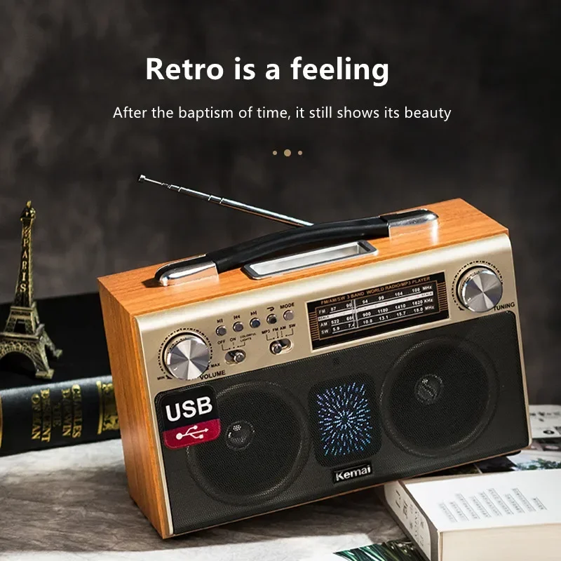 Фото MD-1702B Многодиапазонное Bluetooth FM-радио с высокой громкостью, перезаряжаемые портативные Bluetooth-колонки для улицы, настольная аудиосистема с поддержкой TF/USB №4