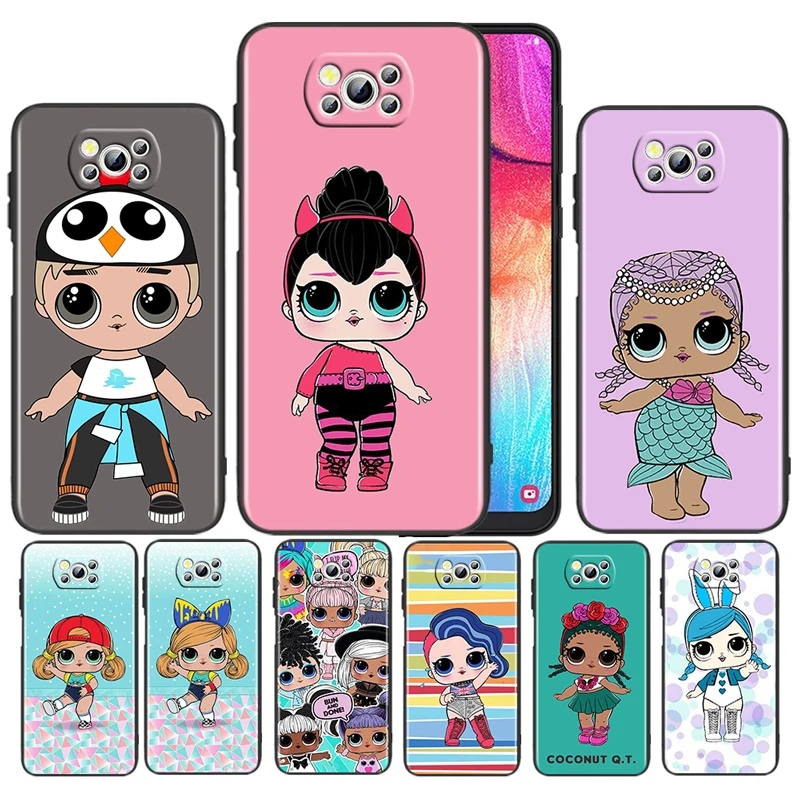 

LOL Surprise Doll Girl For Xiaomi Poco M4 X3 F3 GT NFC M3 C3 M2 F2 F1 X2 Pro Mi Mix3 TPU Black Phone Case Coque Cover Shell Capa