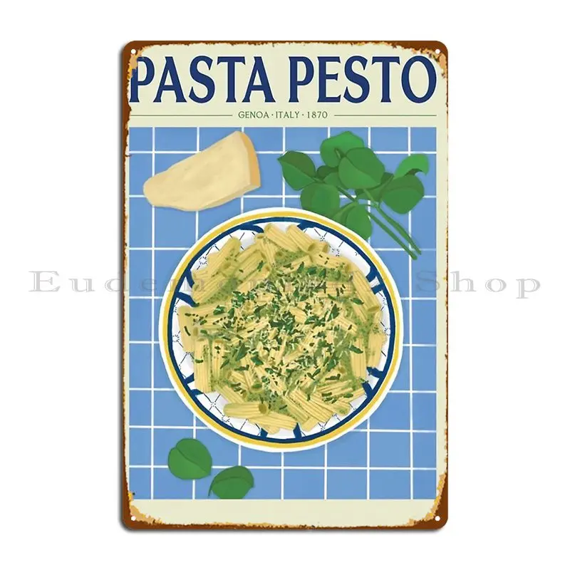 Паста Песто еда спагетти итальянская базилик металлический плакат картина Кухня