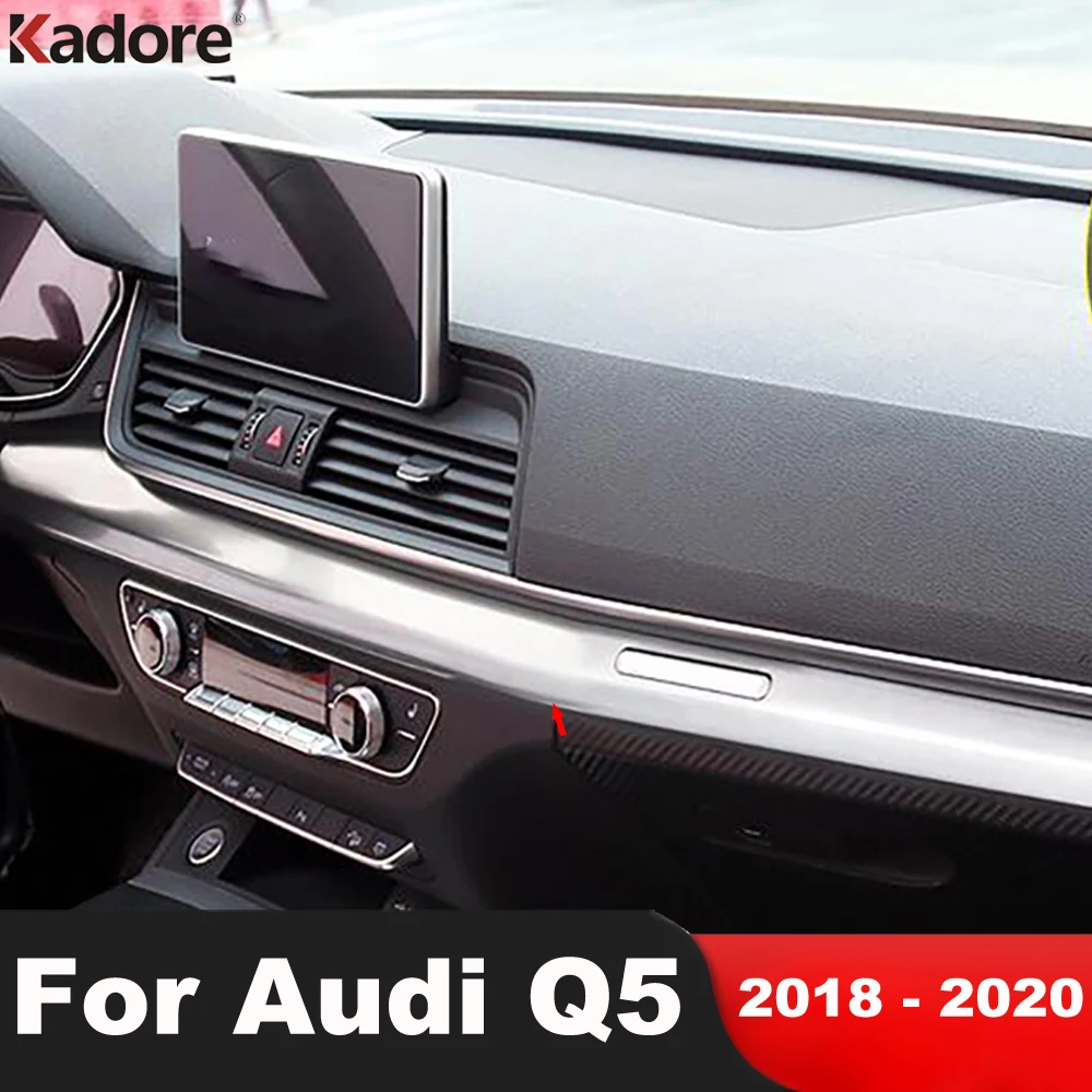

Carbon Fiber Car Center Console Trim For Audi Q5 2018 2019 2020 Dashboard Panel Strip Sticker Interior Molding Accessories LHD