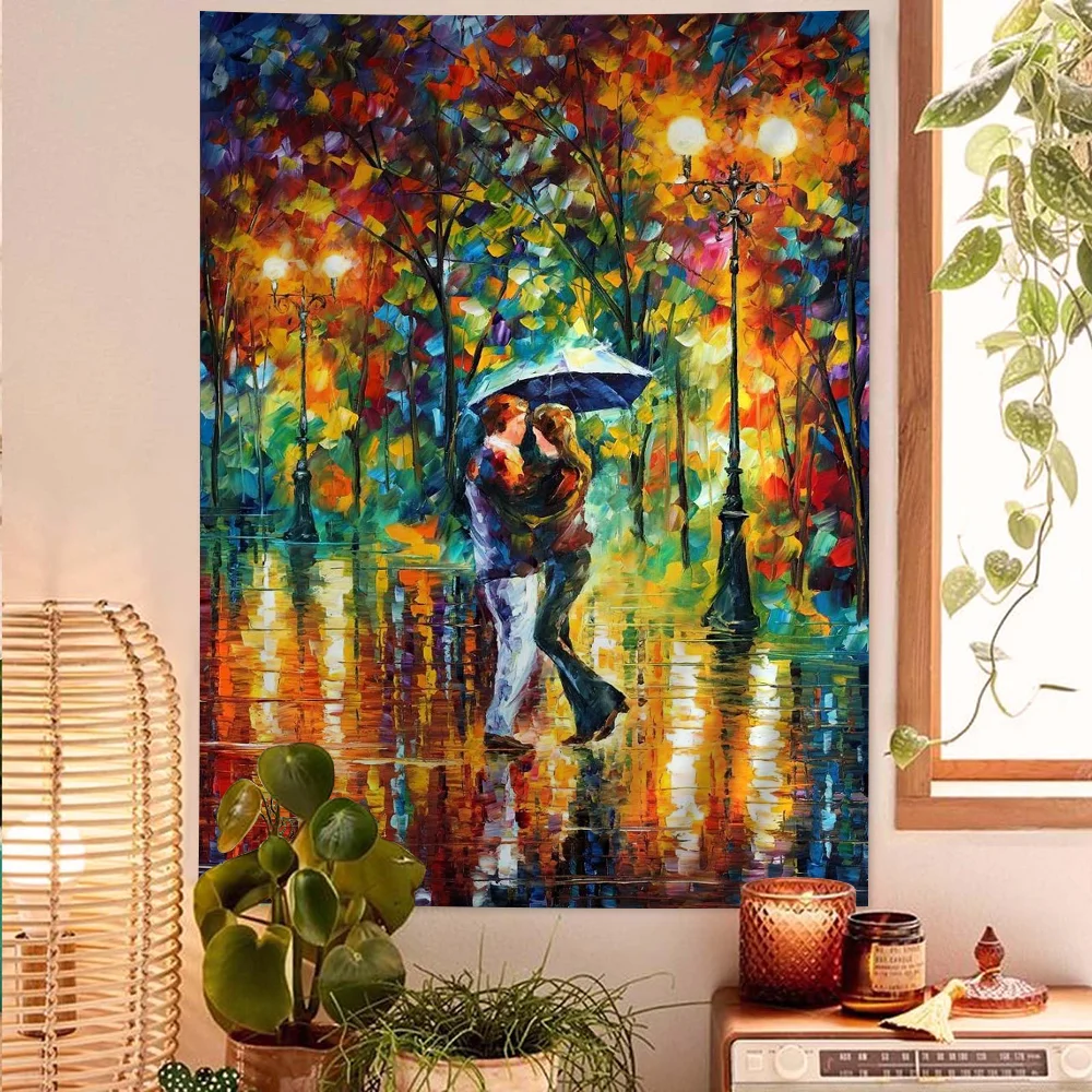 L-leonid Afremov масла мультфильм гобелен хиппи цветок настенные ковры Декор в