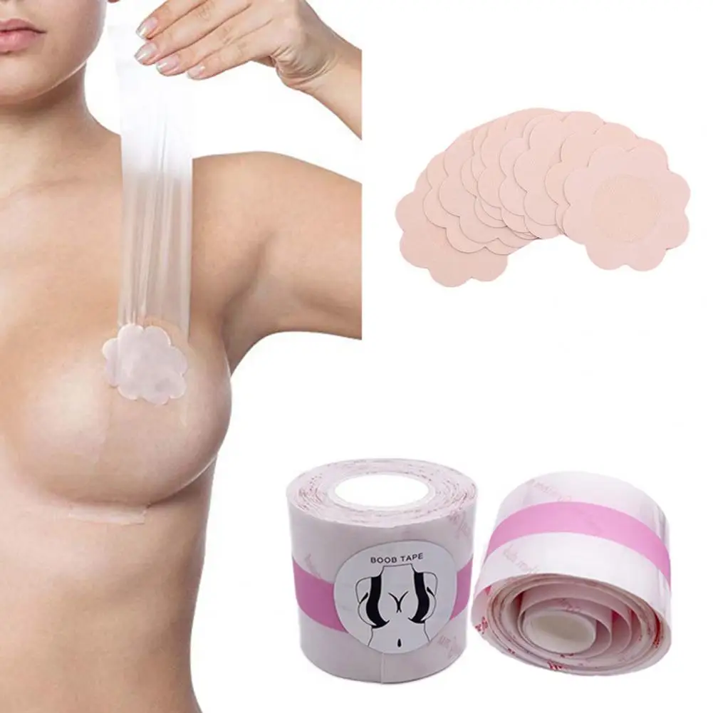 

1 Set Chest Sticker Multipurpose Transparent Design Comfortable Beautify Breathable Beauty Tool Silicone Breast Lift Boob Tape