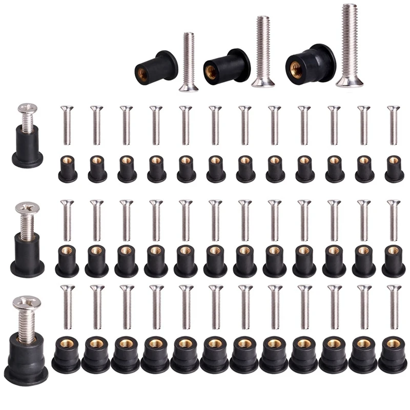 

36 Pairs M4/M5/M6 Neoprene Well Nuts With Stainless Steel Screw Kayak Brass Copper Bolts Well Nut Kit