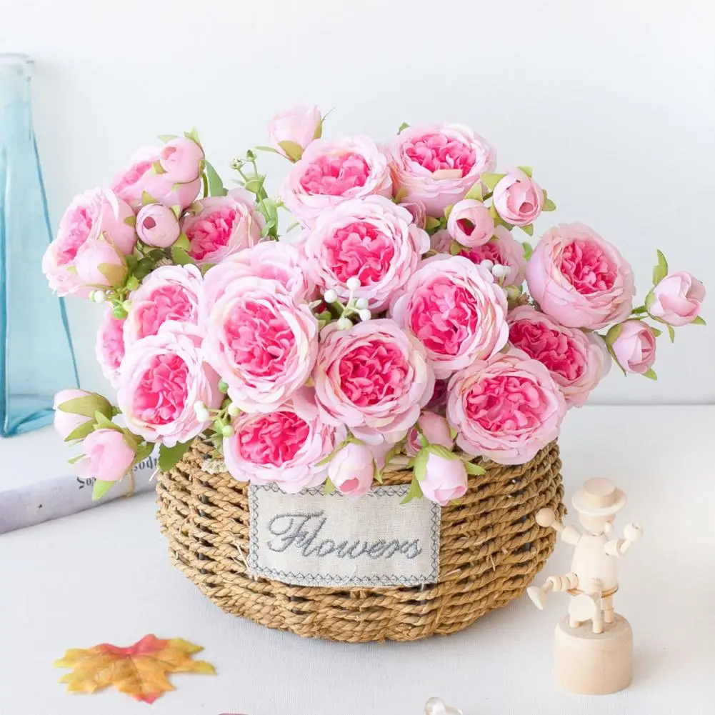 

Dropshipping!! Artificial Peonies 5 Heads Not Wither Weather-resistant Easy Care Korean Style Faux Peonies for Wedding