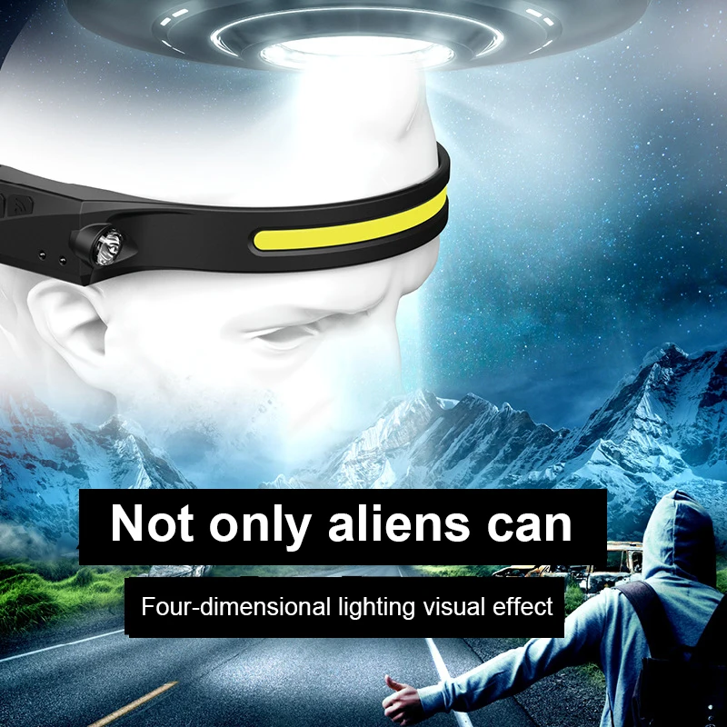 

Headlamp Portable COB LED Sensor Headlight Flashlight USB Rechargeable Waterproof Head Torch Camping Light
