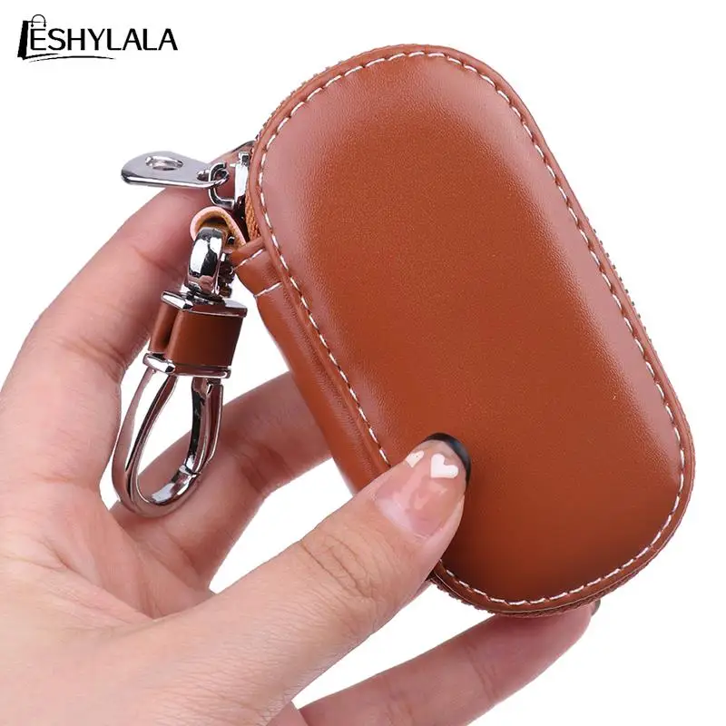

Men Women Key Holder Housekeeper Leather Car Key Wallets Keys Organizer Women Keychain Covers Zipper Key Case Bag Pouch Purse