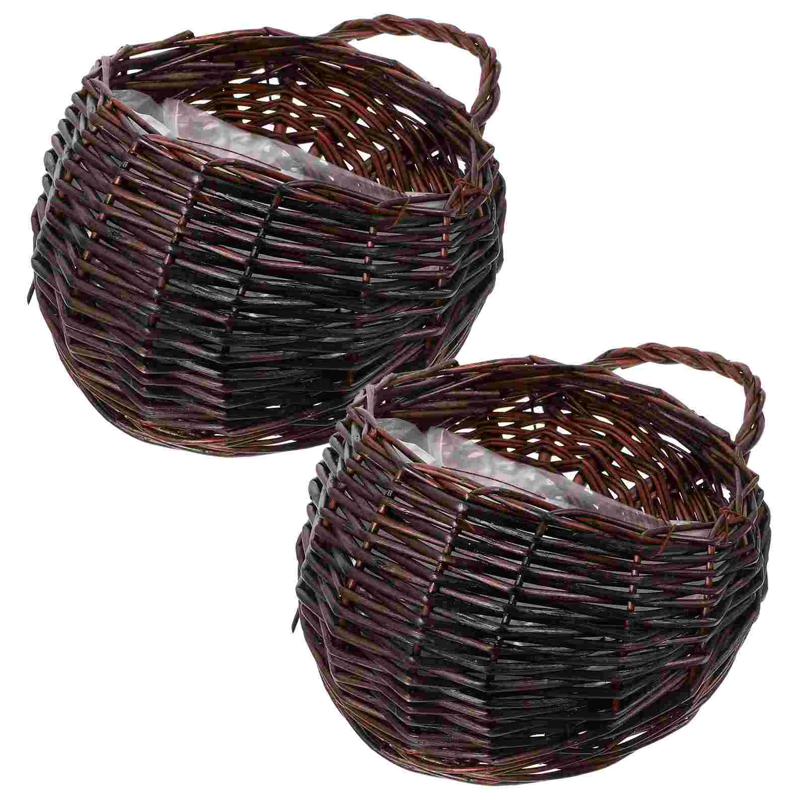 2 шт. настенная корзина для цветов из ротанга органайзер мелочей искусственные