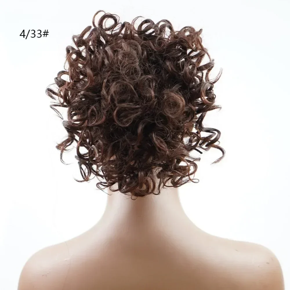Шиньон Синтетические короткие вьющиеся волосы для женщин Шнурок с фрикадельками