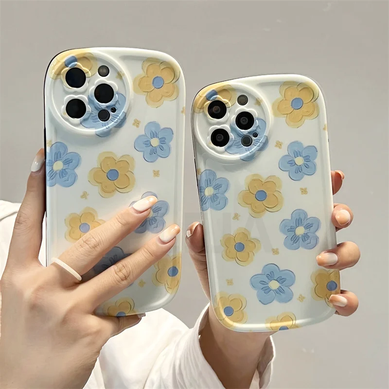 Милый чехол для телефона с рисунком цветов маслом iPhone 11 12 13 Pro Max X XR XS мягкий