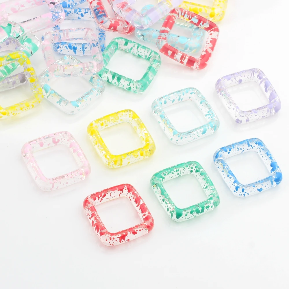 

Подвеска из акриловой смолы, простой милый квадратный ажурный геометрический кулон, 10 шт./Лот, модное ожерелье «сделай сам», аксессуары для ...