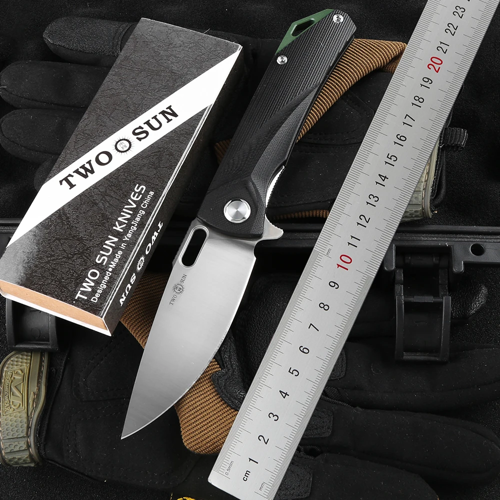Тактический складной нож TWO SUN TS502 D2, карманный клинок С флиппером и шарикоподшипником, рукоятка G10, для кемпинга, выживания на открытом воздухе, повседневные инструменты