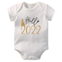 newborn baby white rompers 2022 summer hello letter print long sleeve infant jumpsuit baby boys girls new year ropa clothes