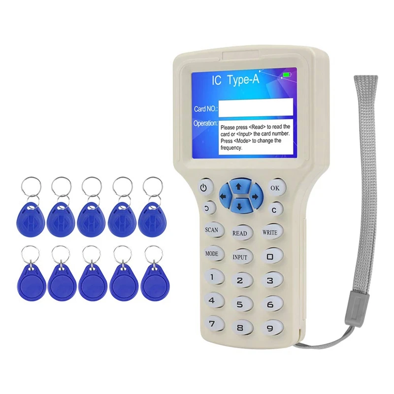 

10 Frequency RFID Copier/Writer/Readers/Duplicator 125Khz 13.56Mhz USB Programmer Key Fob Cards Reader UID Decoder