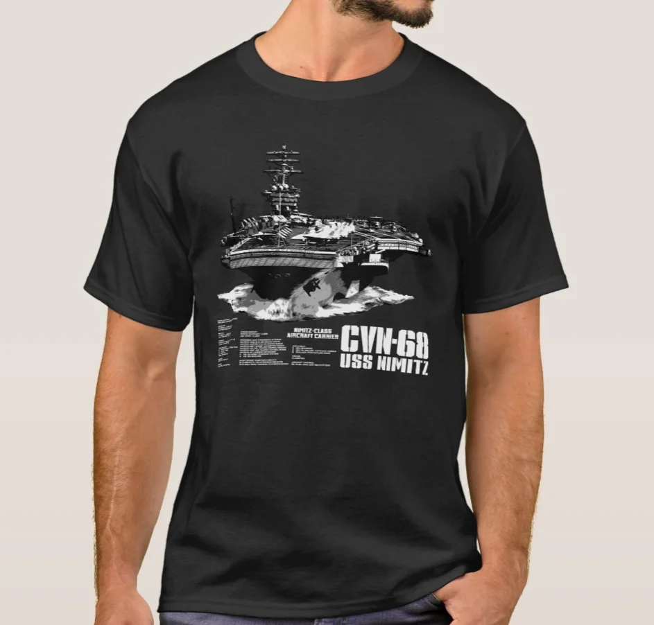 

USS Nimitz CVN-68 Aircraft Carrier T-Shirt 100% Cotton O-Neck Summer Short Sleeve Casual Mens T-shirt Size S-3XL