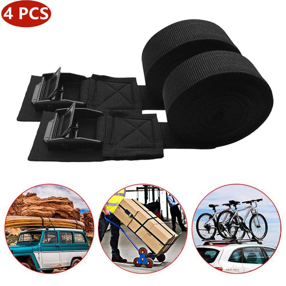 4pcs 9.8ft Straps Car Roof Rack Luggage Kayak Surfboard Cam Buckle Lashing Tie Down Straps SUP Luggage Rack Scratch Tie Down
